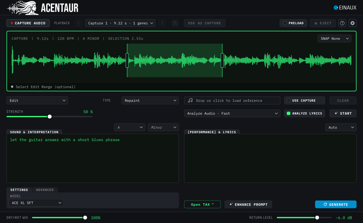 Repaint with a selection drawn on the Capture and the selection length in the waveform header