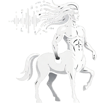 ACENTAUR centaur illustration with audio waveform